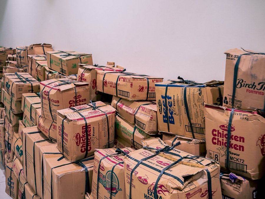 Packed cartons stacked and ready for despatch
