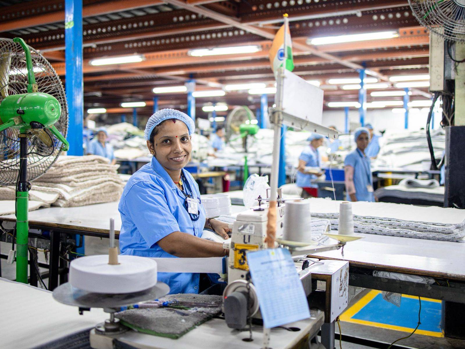 Apparel factory team at work on the sewing floor